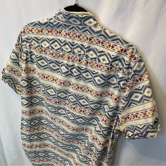 Hollister California Aztec Short Cuffed Sleeve Button Down Shirt Teen XL Tribal - Picture 10 of 14
